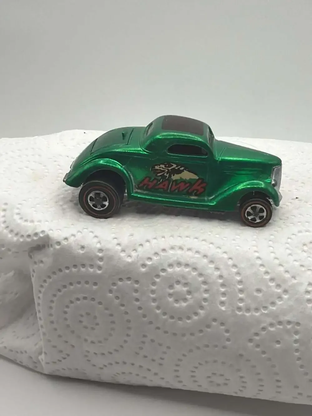 Hot Wheels Vintage 1968 Redline Classic '36 Ford Coupe Green with Hawk Decal